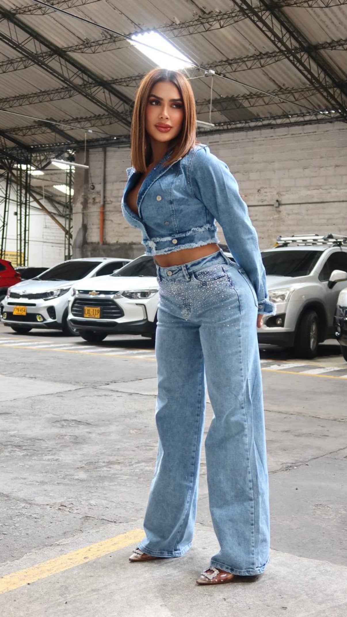 conjunto jean y chaqueta